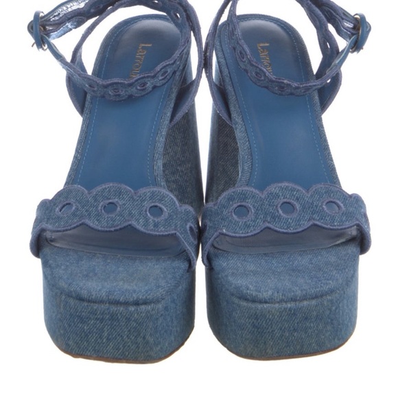 Larroude Denim Blue Platform Heels - Picture 3 of 5